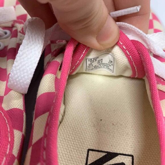 Vans Canvas‎ Pink Checkered Lace Up Sneakers Kids Size 12.5 - Picture 7 of 7